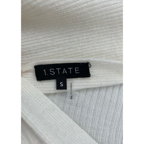 1.STATE Sylvia Ribbed Soft Knit Twist Back Sweater Womens Small Ivory Oversized - Picture 9 of 10